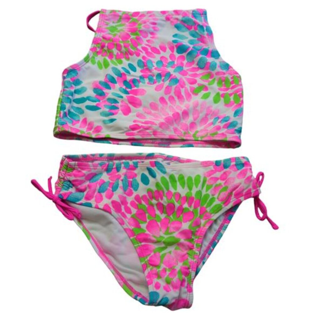 NEW Kanu Surf Daisy Neon Halter UPF 50 Tankini 2-Piece Swimsuit Girls 12